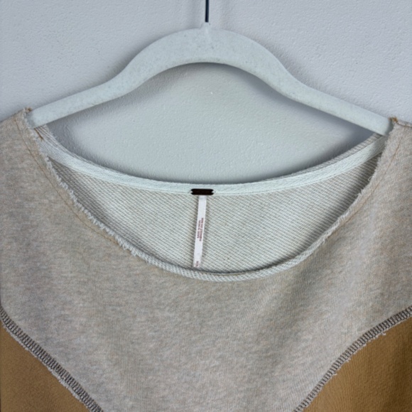 Free People Montauk Pieced Sweatshirt in Khaki Combo - Size Small - Picture 3 of 7